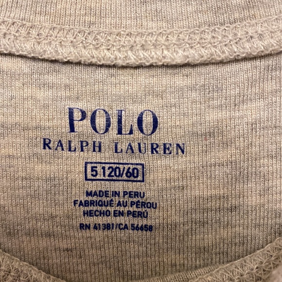 Polo Ralph Lauren Kids T-Shirt | Size 5 120/60 | Colour Grey - Picture 3 of 3
